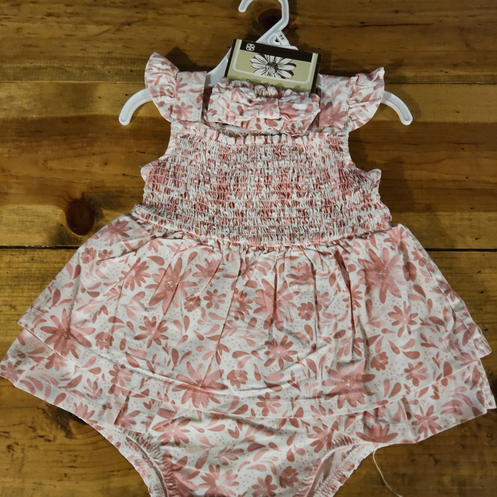 Baby Floral Ruffle Romper - Pink and White